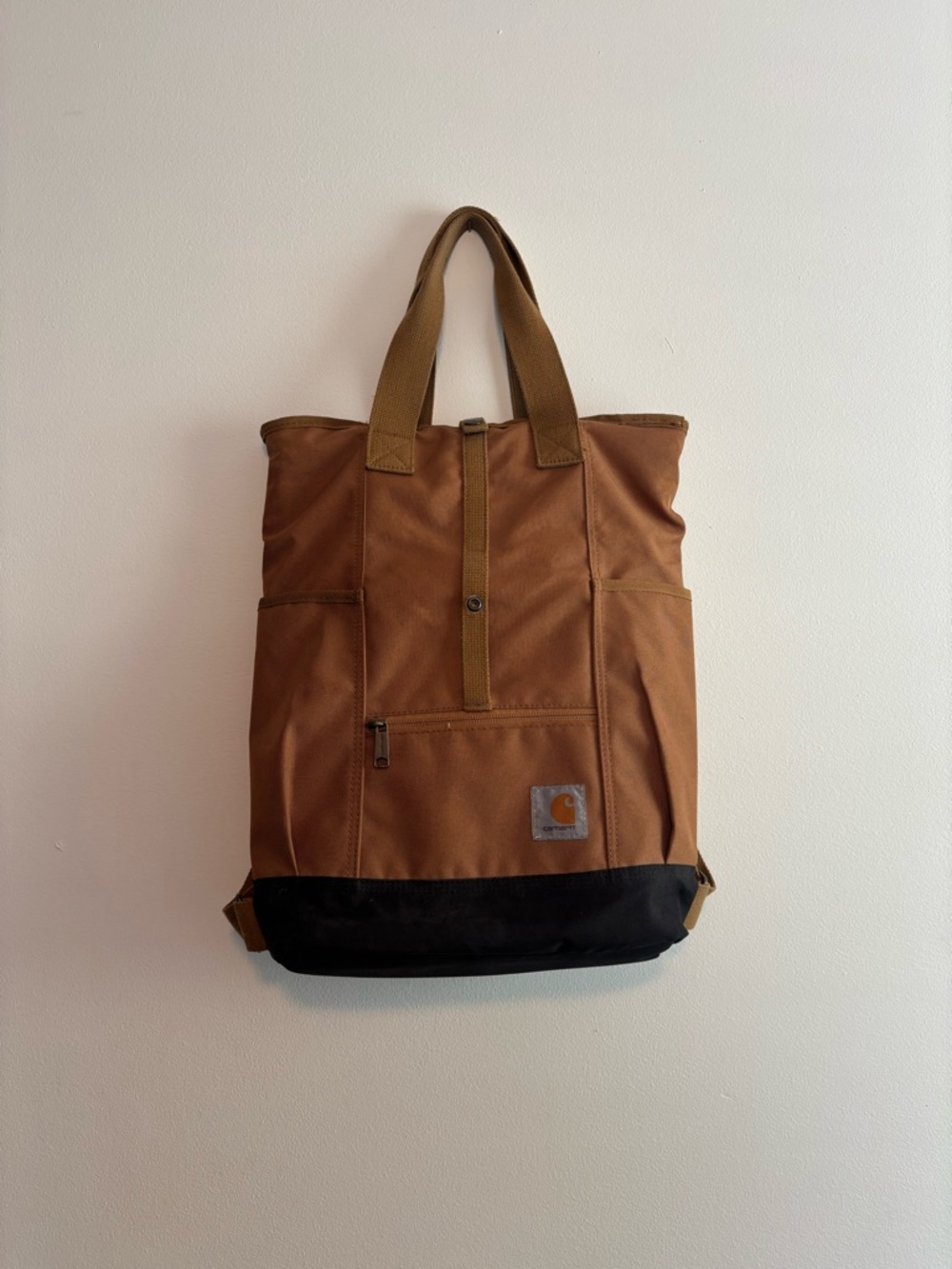 Carhartt Brown Canvas Tote-Style Backpack with Black Base